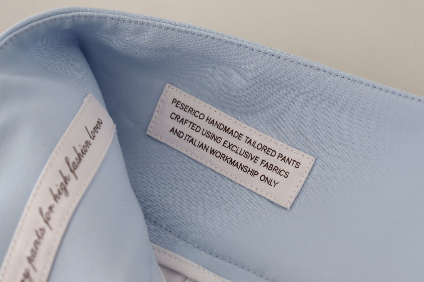 Peserico Light Blue High Waist Cotton Tapered Trouser Pants