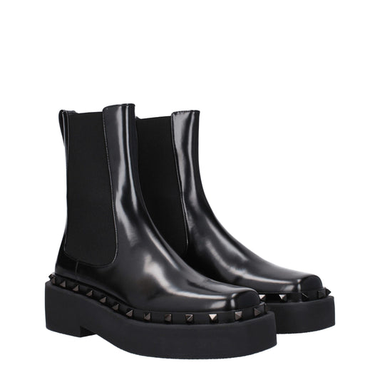 Valentino Garavani Black Leather Ankle Boots