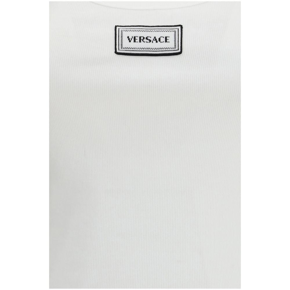 Versace White Cotton Tank Tops