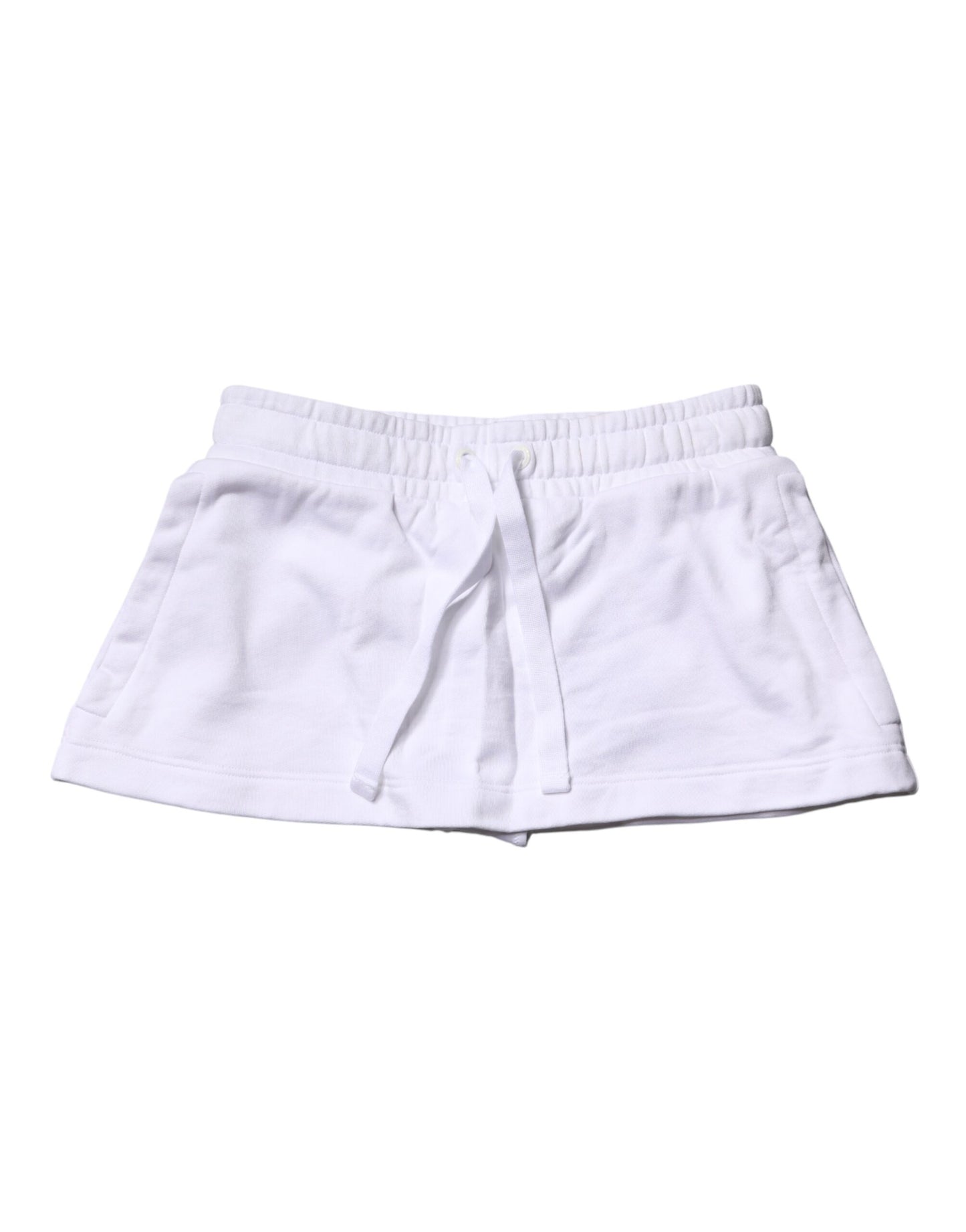 Dolce & Gabbana White Cotton Blend Mid Waist A-line Mini Skirt