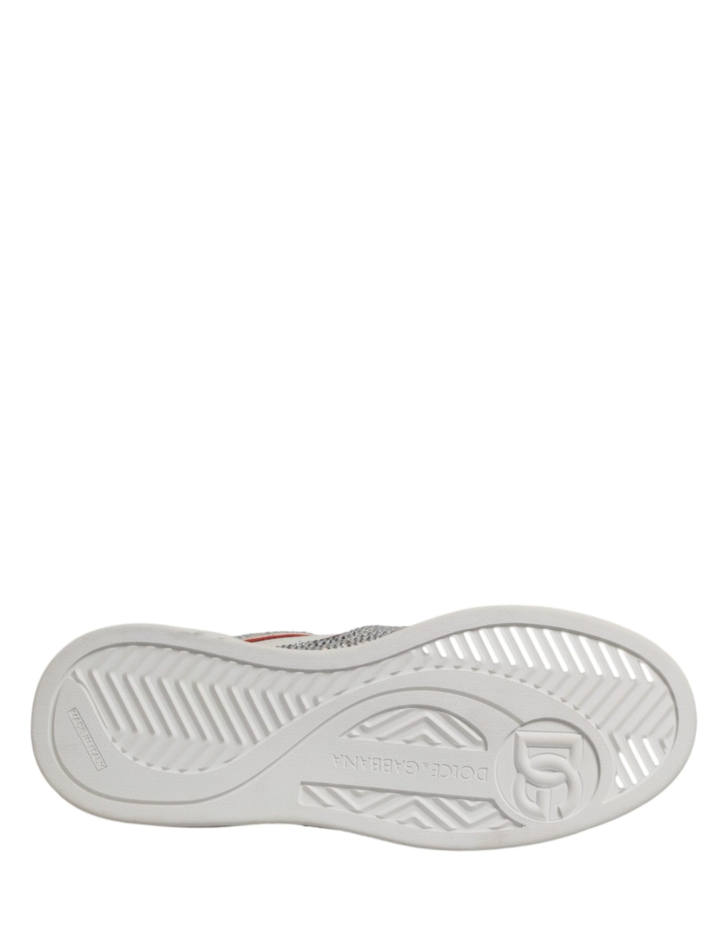 Dolce & Gabbana White Red Rhinestone Embellished Men Sneakers Shoes