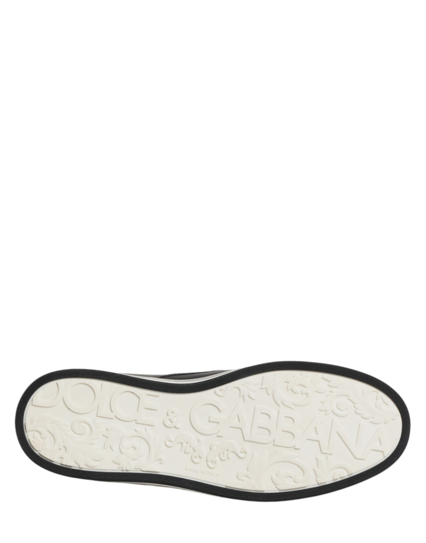 Dolce & Gabbana Black Leather Signature Figures Sneakers Shoes