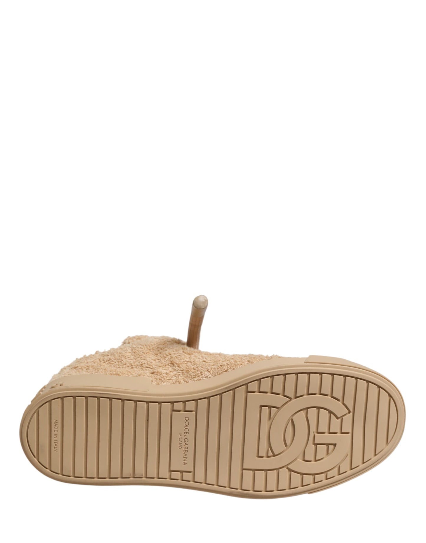 Dolce & Gabbana Shoes Beige Faux Shearling Low Top Sneakers