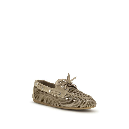 Miu Miu Beige Recycled Polyester Slip-On Loafers