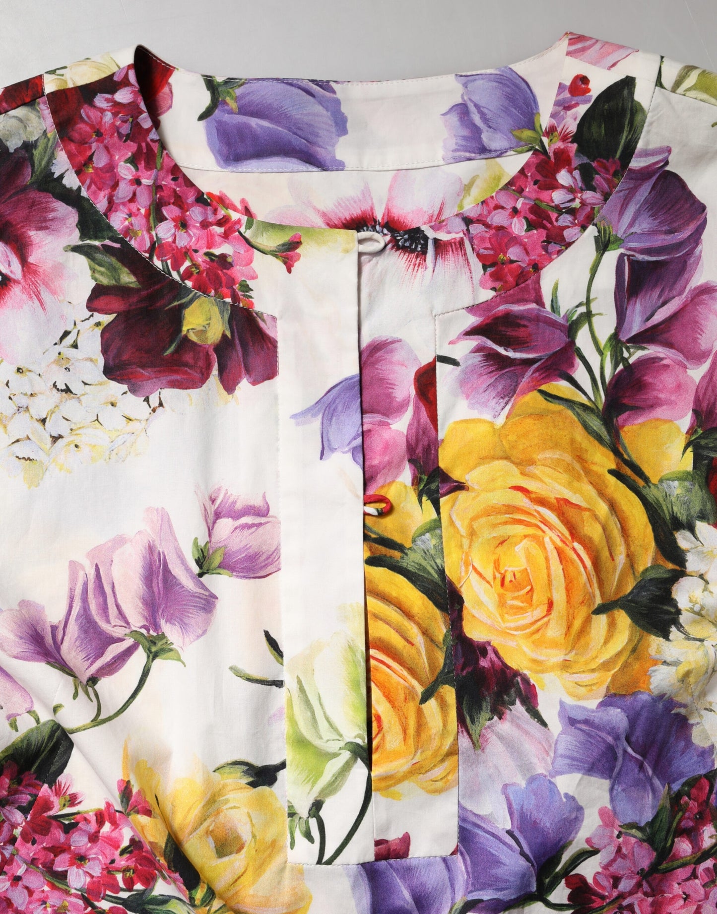 Dolce & Gabbana Multicolor Floral Cotton Longsleeves Midi Dress