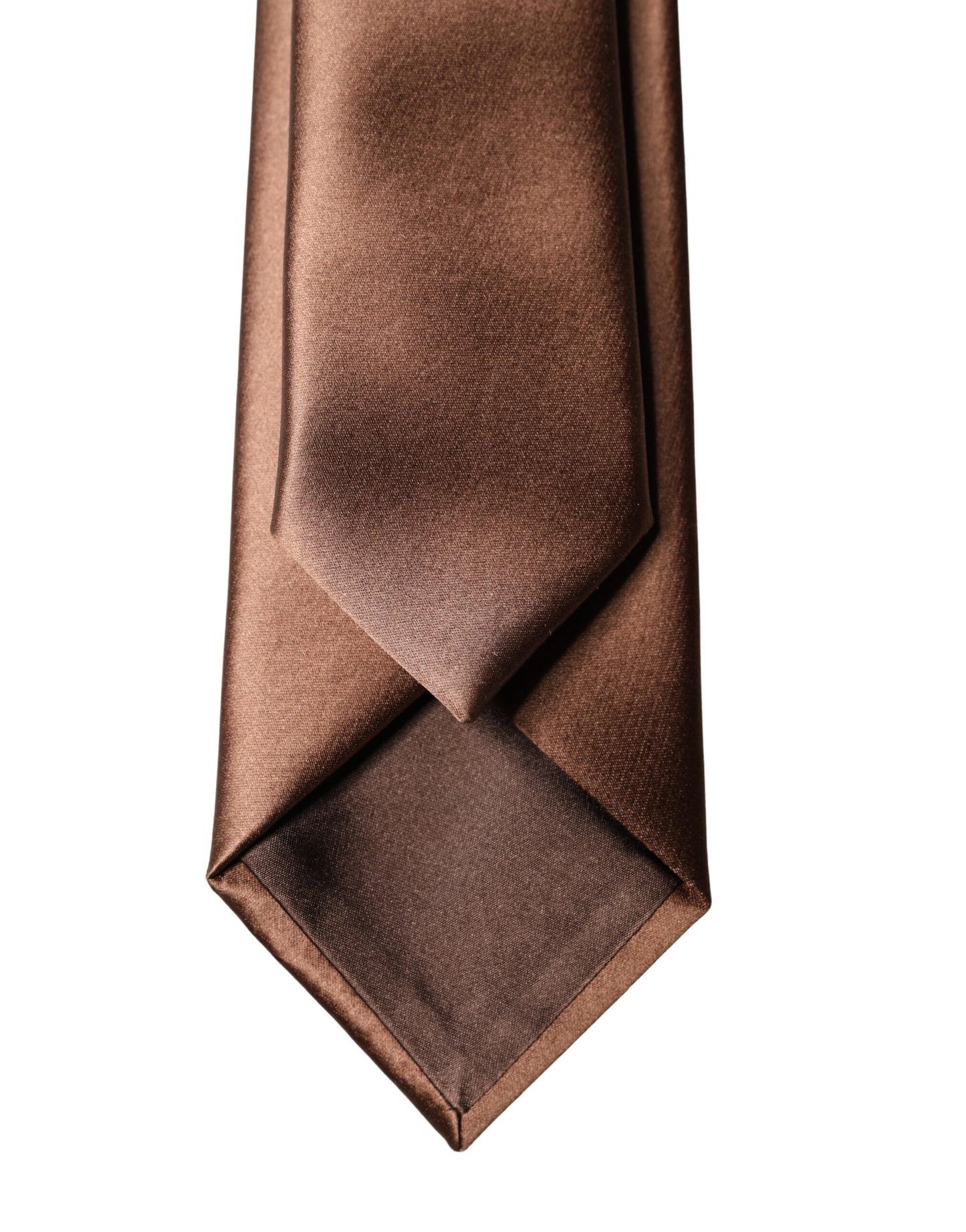Dolce & Gabbana Brown Satin 100% Silk Wide Adjustable Men Necktie Tie