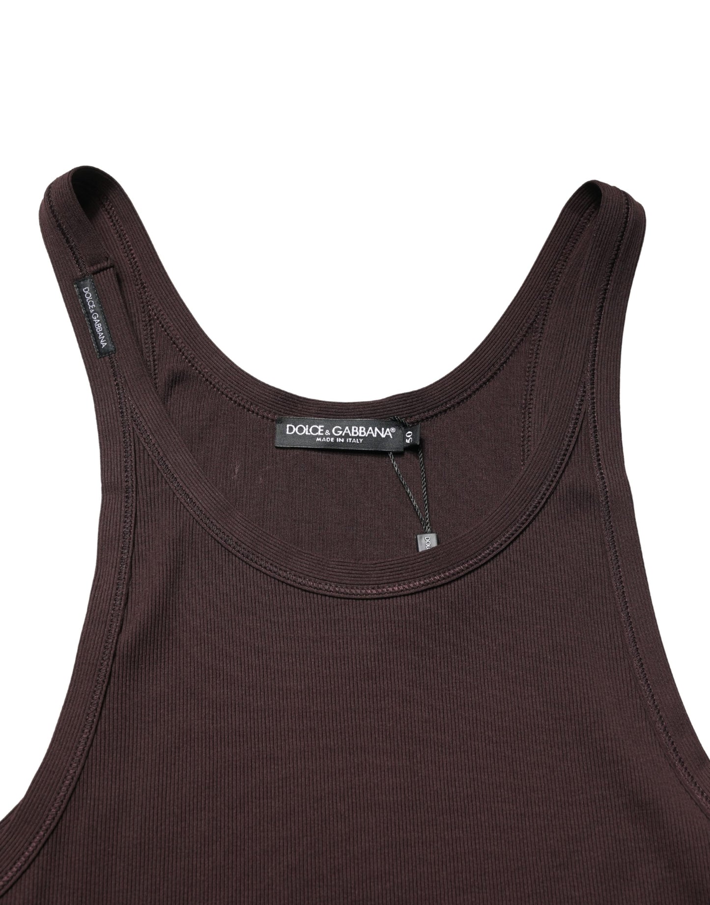 Dolce & Gabbana Brown Sleeveless Round Neck Tank Top T-shirt