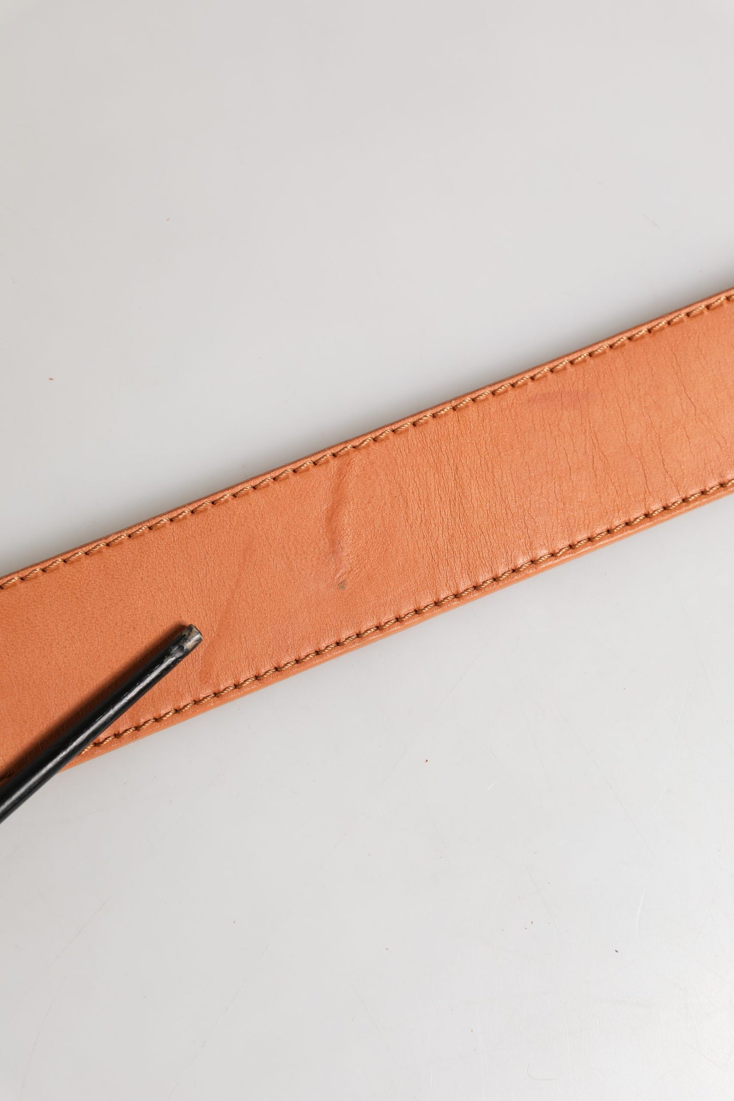 GF Ferre Orange Leather Hexagon Metal Buckle Waist Women Belt