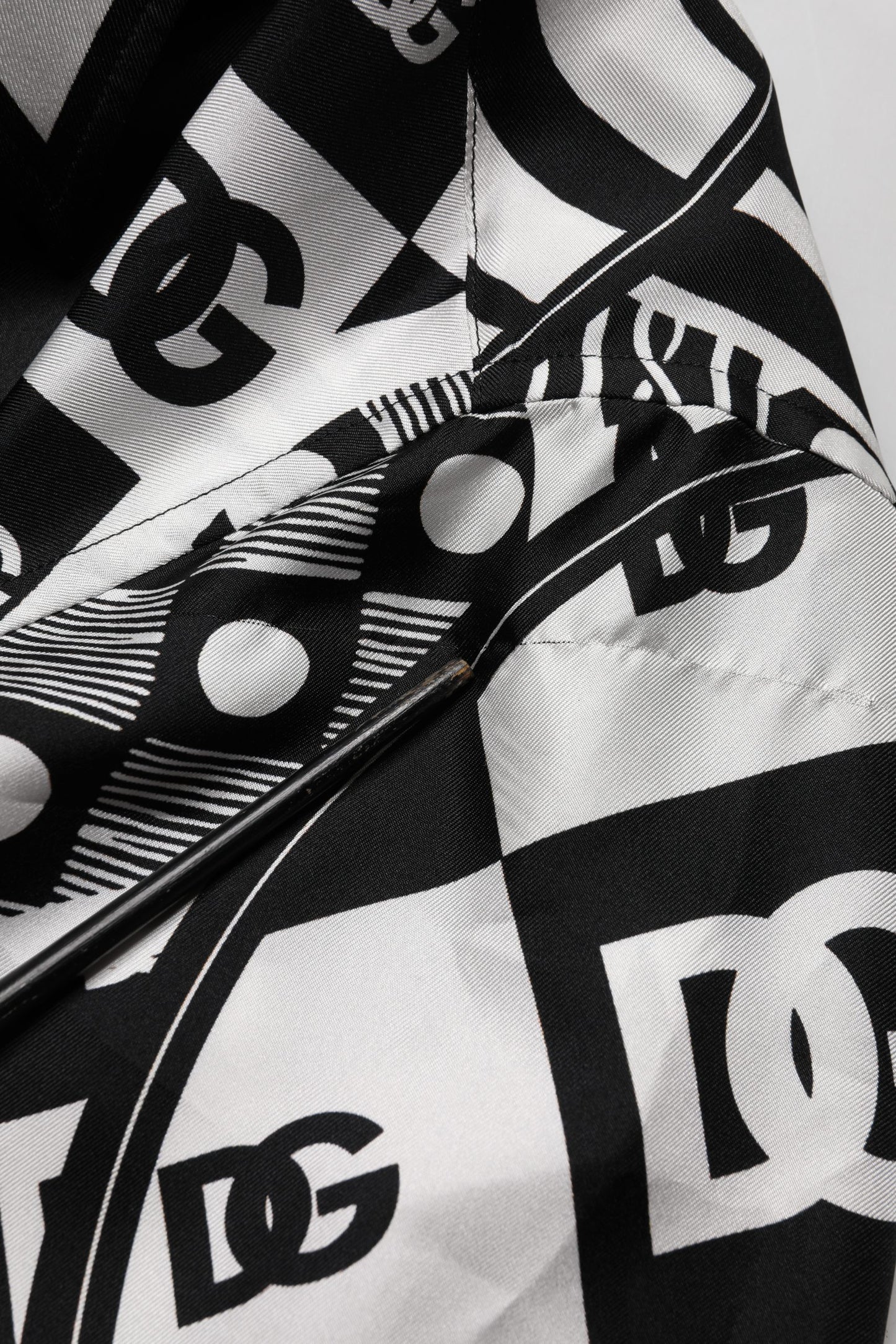 Dolce & Gabbana Black Silk Logo Print Short Sleeves Shirt