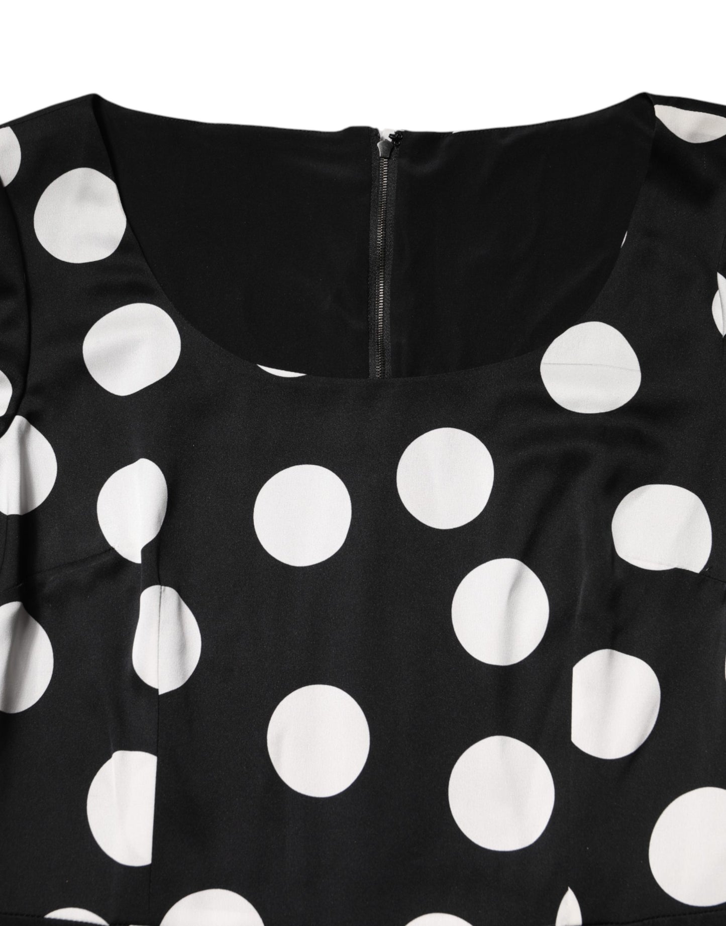 Dolce & Gabbana Black White Polka Dot Silk Sheath Midi Dress