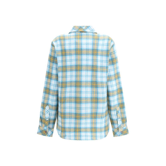 God's True Cashmere Blue Cashmere Pattern Shirt