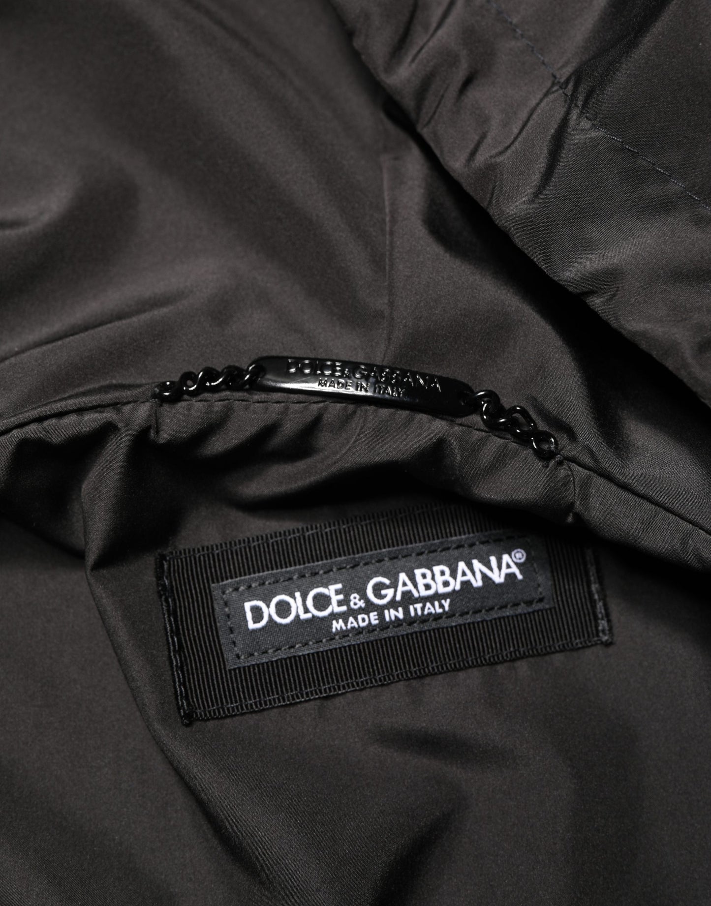 Dolce & Gabbana Men Black Hooded Full Zip Bomber Jacket