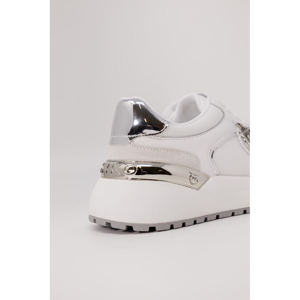 PINKO White Leather Low Top Sneakers
