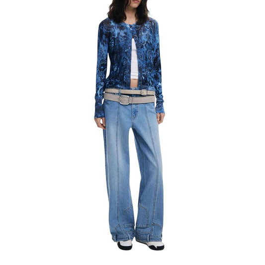 Desigual Blue Viscose Cardigan