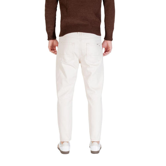 Gianni Lupo Cream Cotton Relaxed Fit Jeans