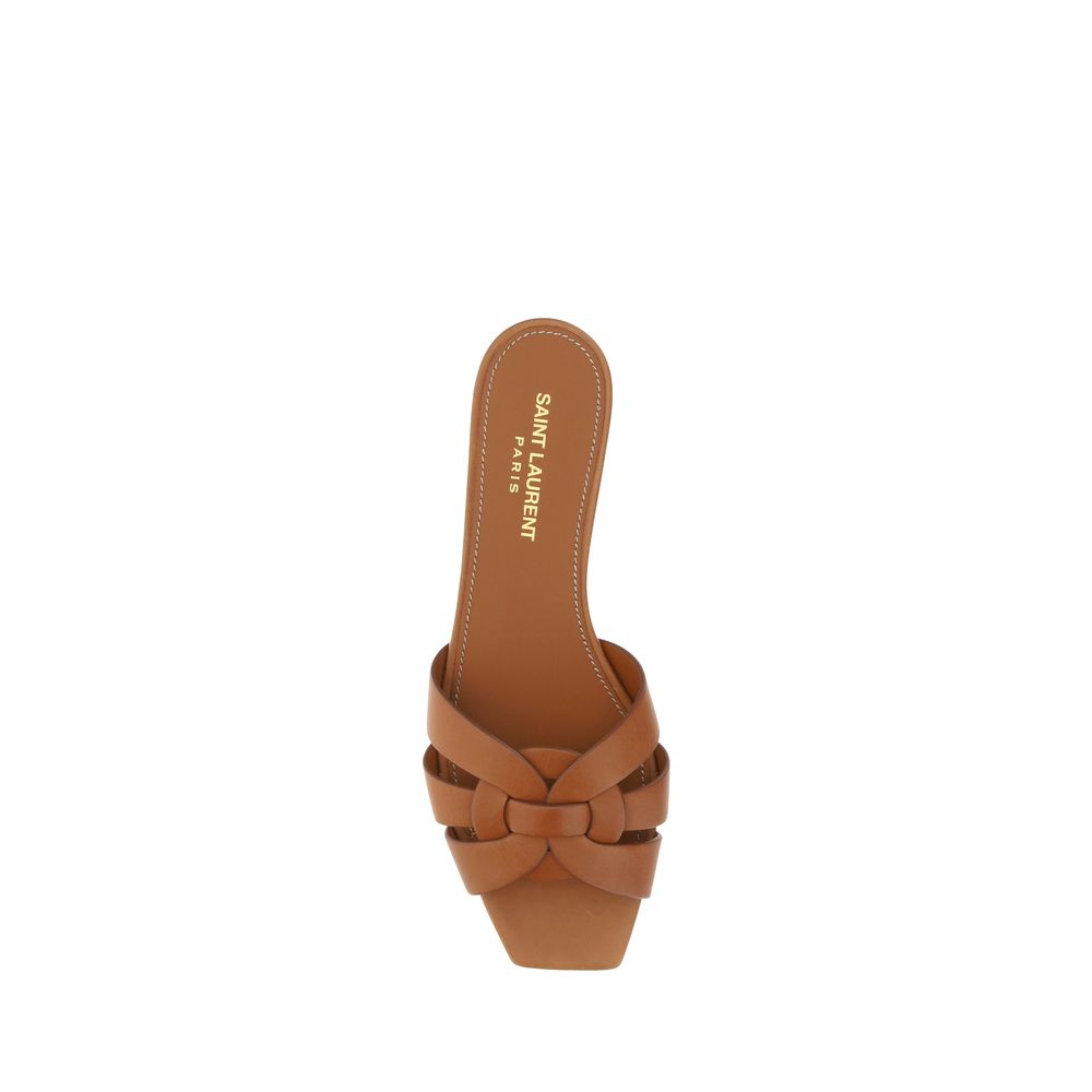 Saint Laurent Brown Calf Leather Bos Taurus Flat Sandals