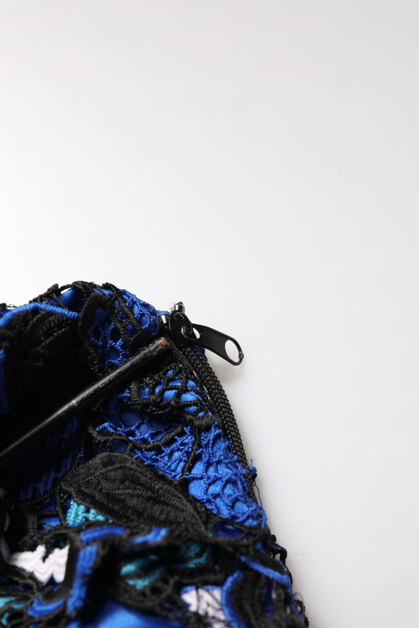 LANACAPRINA Royal Blue Floral Lace Sleeveless Long Gown Dress