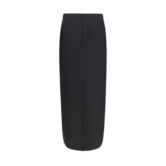 The Row Black Wool Long Skirt