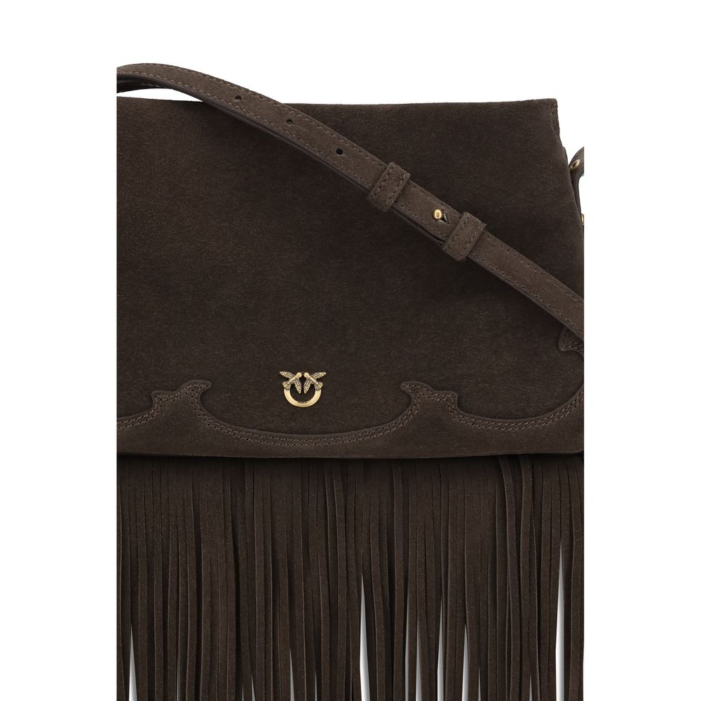 PINKO Brown Calf Leather Bos Taurus Shoulder Bag