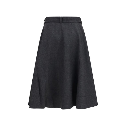 Ganni Gray Recycled Polyester Long Skirt