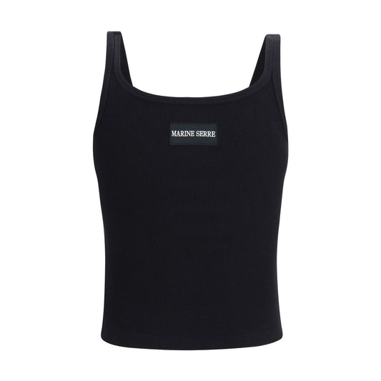 Marine Serre Black Cotton Tank Tops