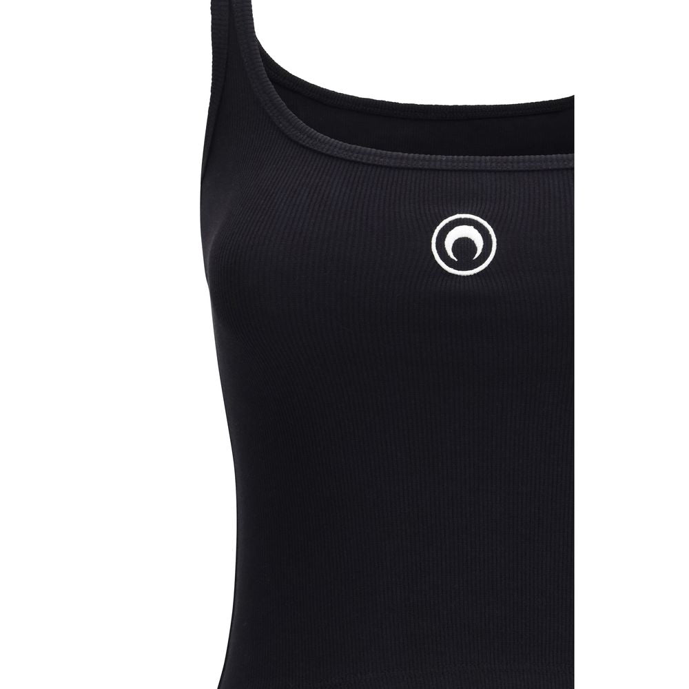 Marine Serre Black Cotton Tank Tops