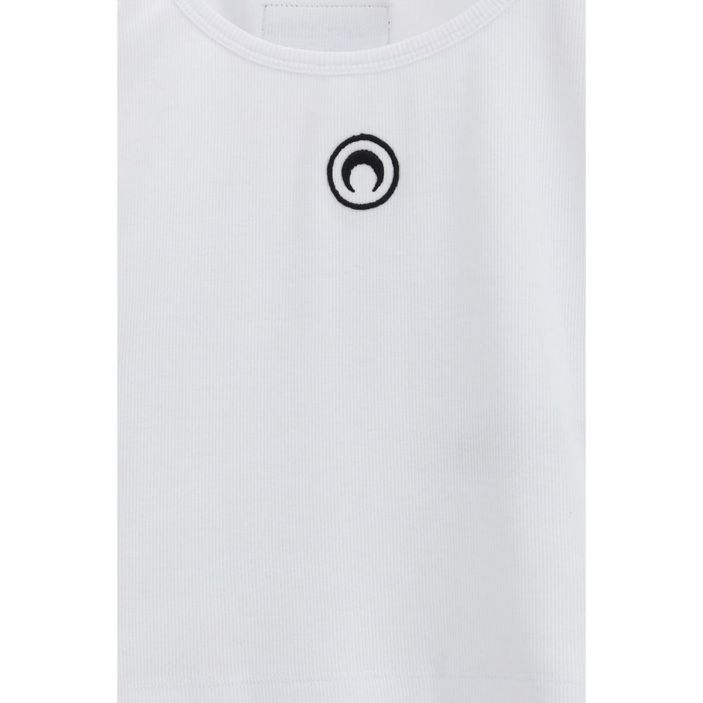 Marine Serre White Cotton Sleeveles T-Shirt