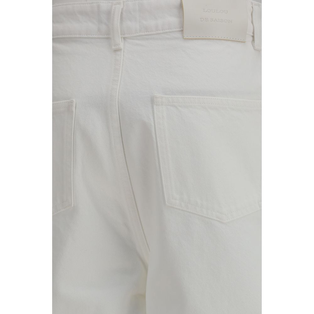 Loulou De Saison White Cotton Bermuda Shorts