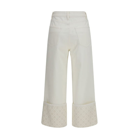 Tory Burch White Cotton Straight-Leg Jeans