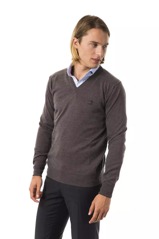 Uominitaliani Gray Merino Wool Sweater