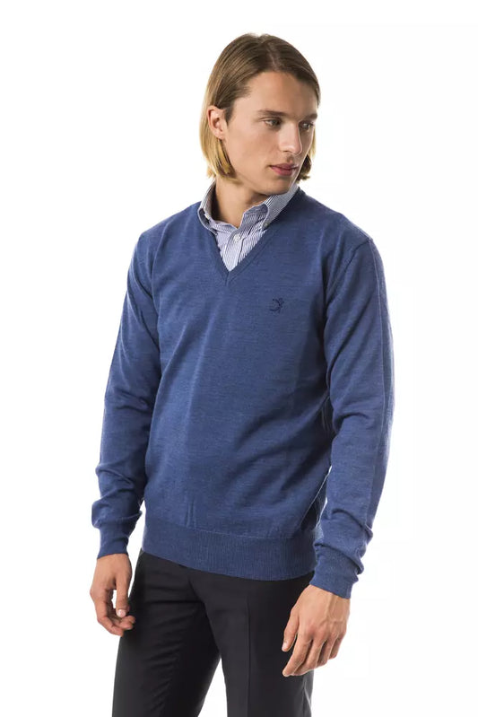 Uominitaliani Blue Merino Wool Sweater