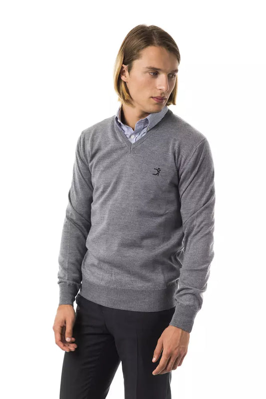 Uominitaliani Gray Merino Wool Sweater