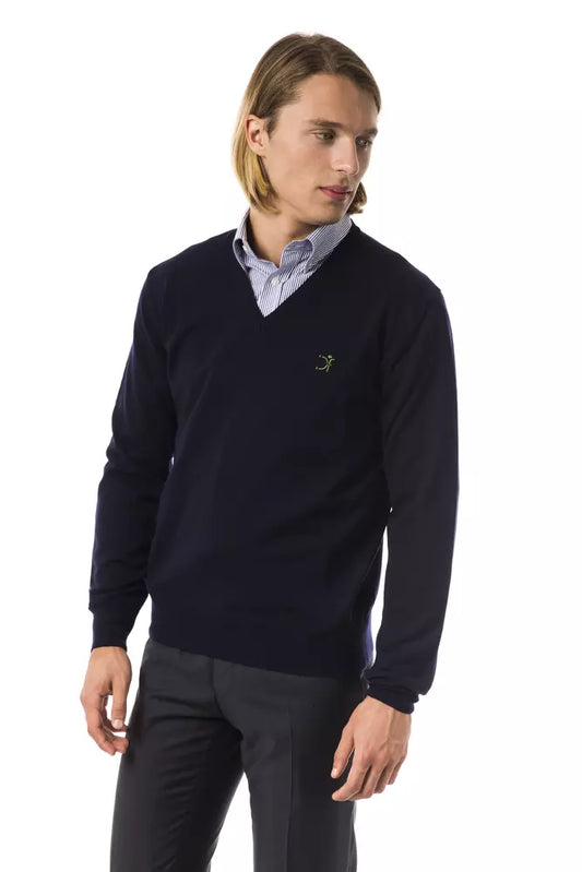 Uominitaliani Blue Merino Wool Sweater