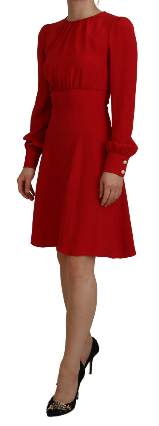 Dolce & Gabbana Red Silk Sheath A-line Knee Length Dress