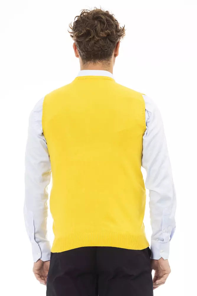Alpha Studio Yellow Viscose Men Jacket
