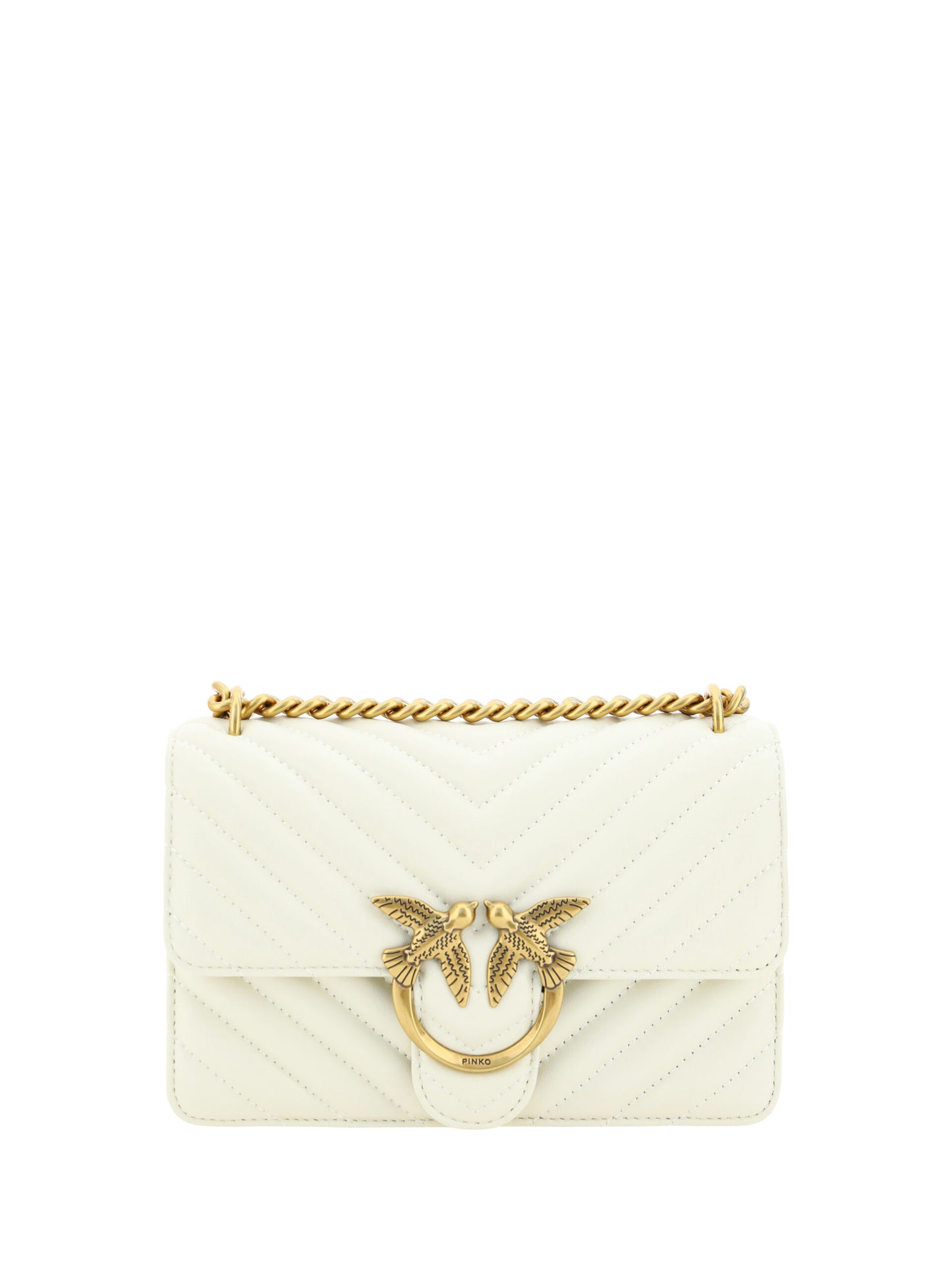PINKO Elegant White Mini Love Shoulder Bag Womens Shoulder Bag