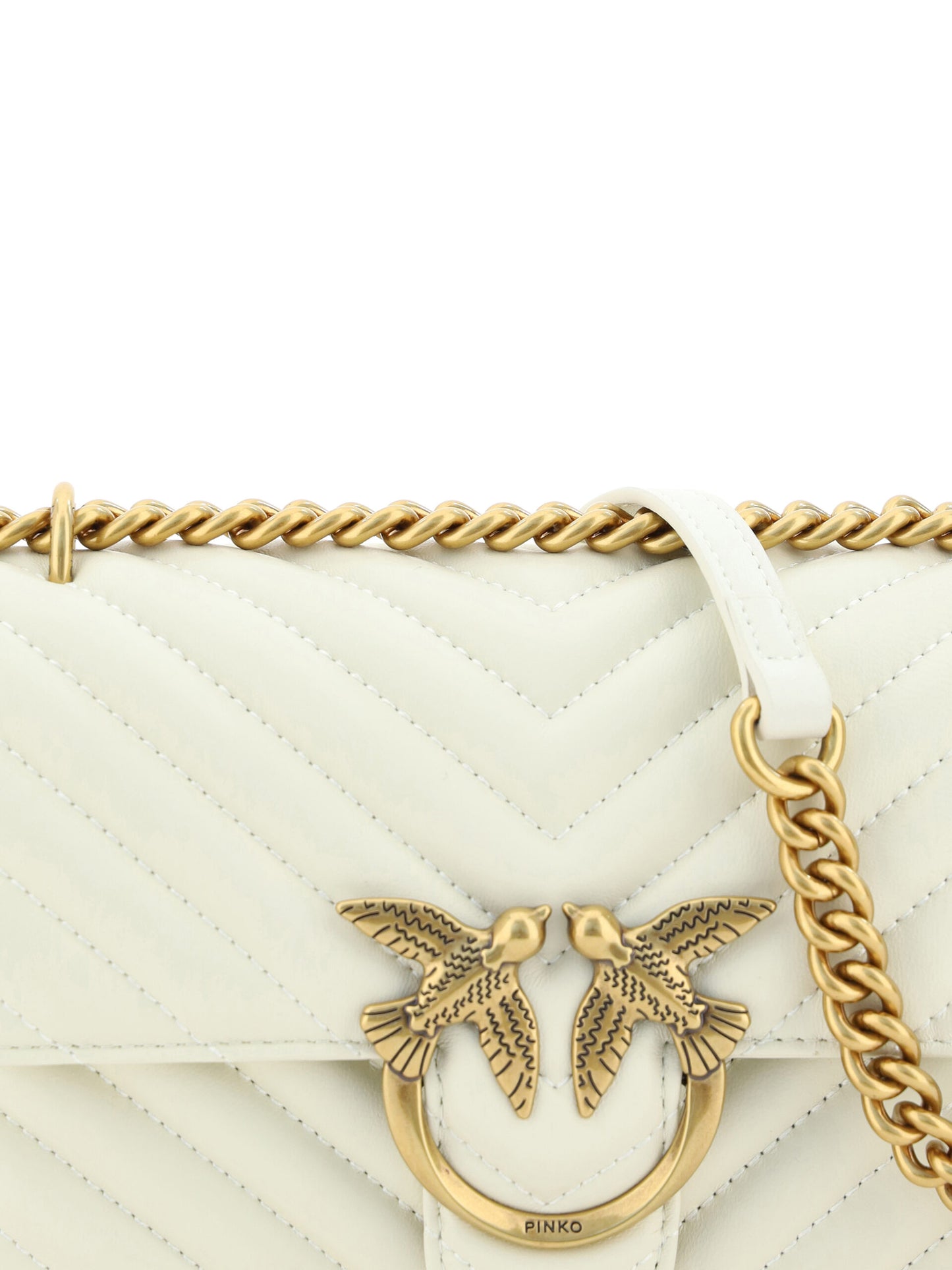 PINKO Elegant White Mini Love Shoulder Bag Womens Shoulder Bag