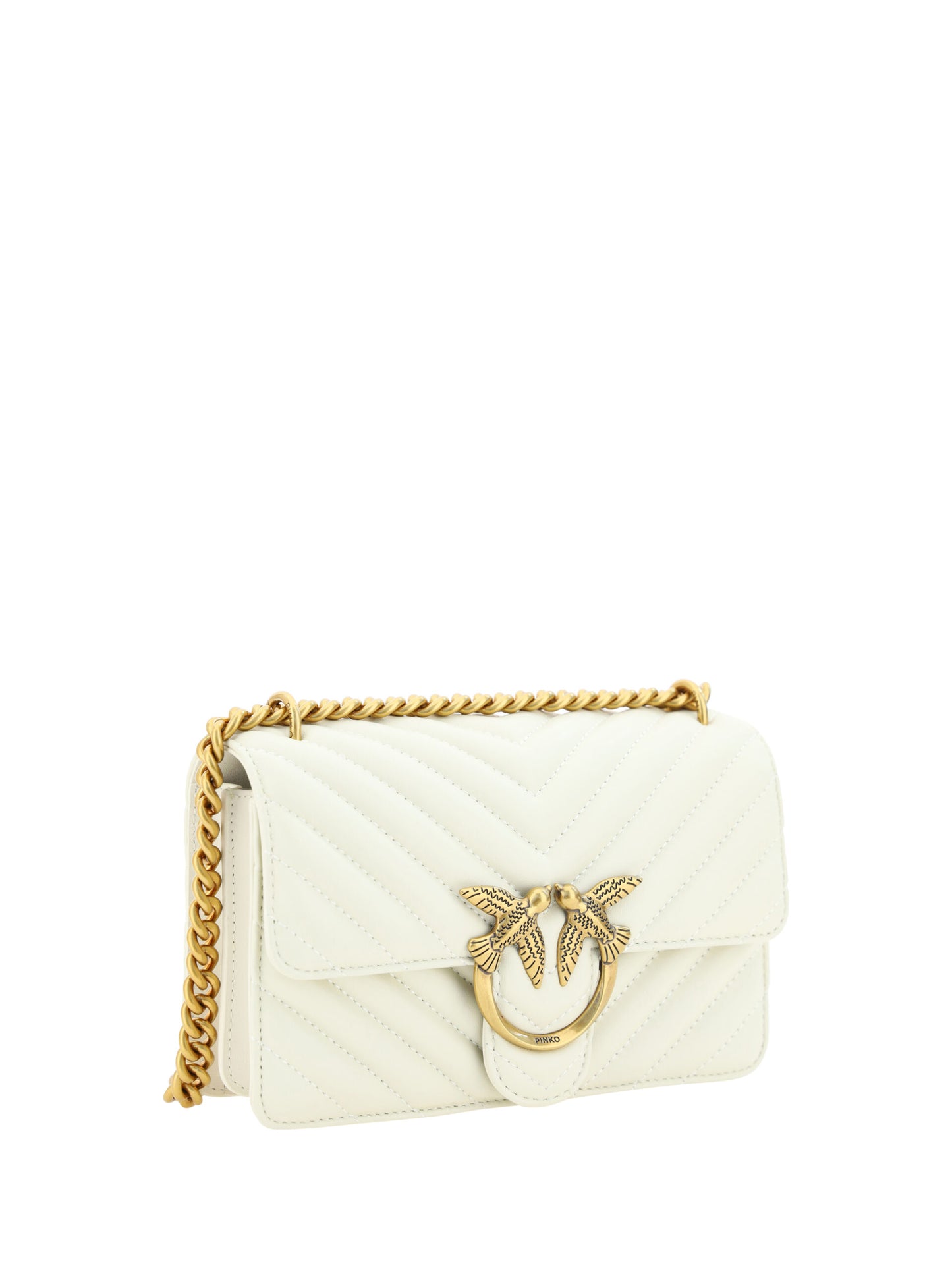 PINKO Elegant White Mini Love Shoulder Bag Womens Shoulder Bag