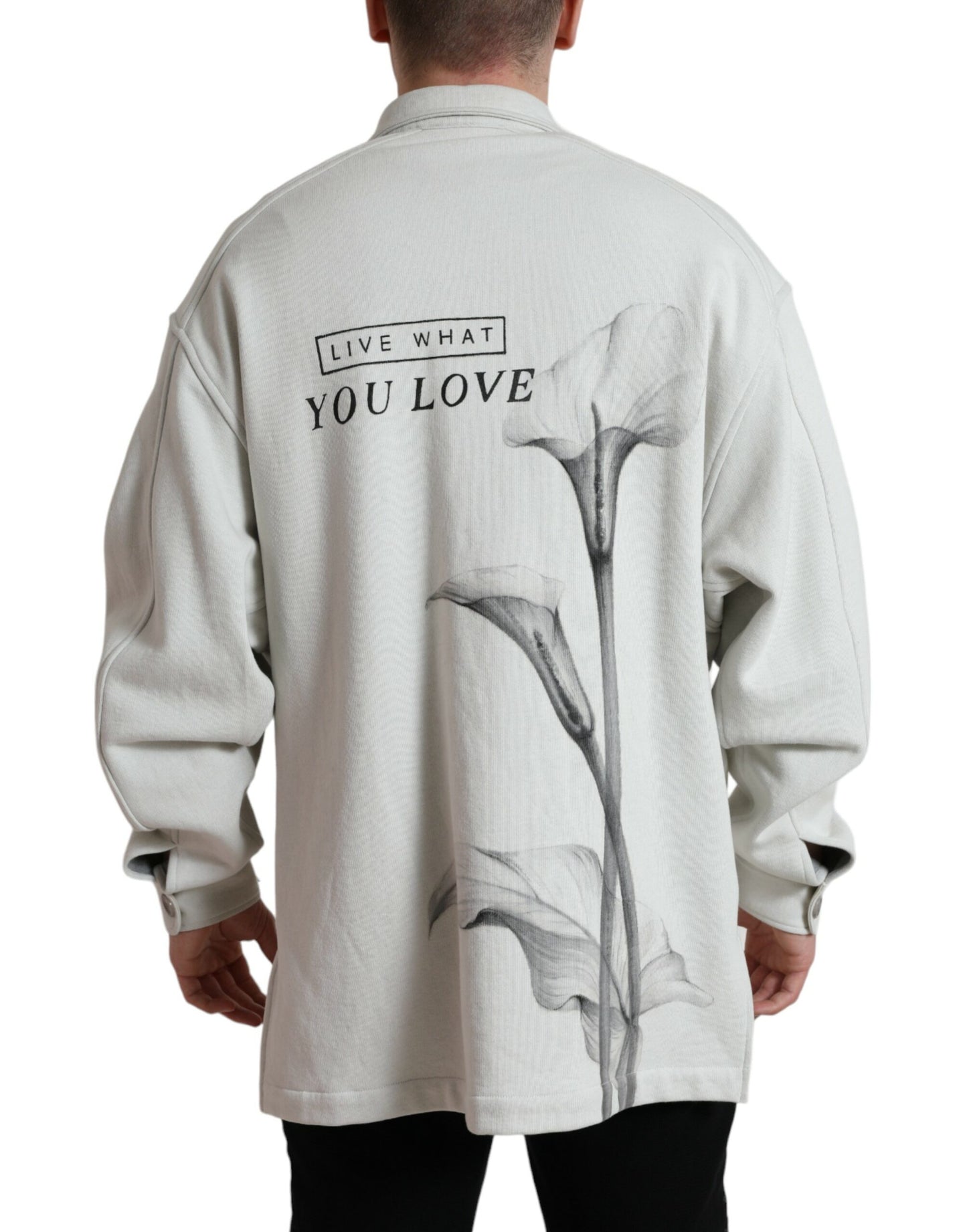 Dolce & Gabbana Grey Cotton Button Down Collared Coat Jacket Mens Jacket