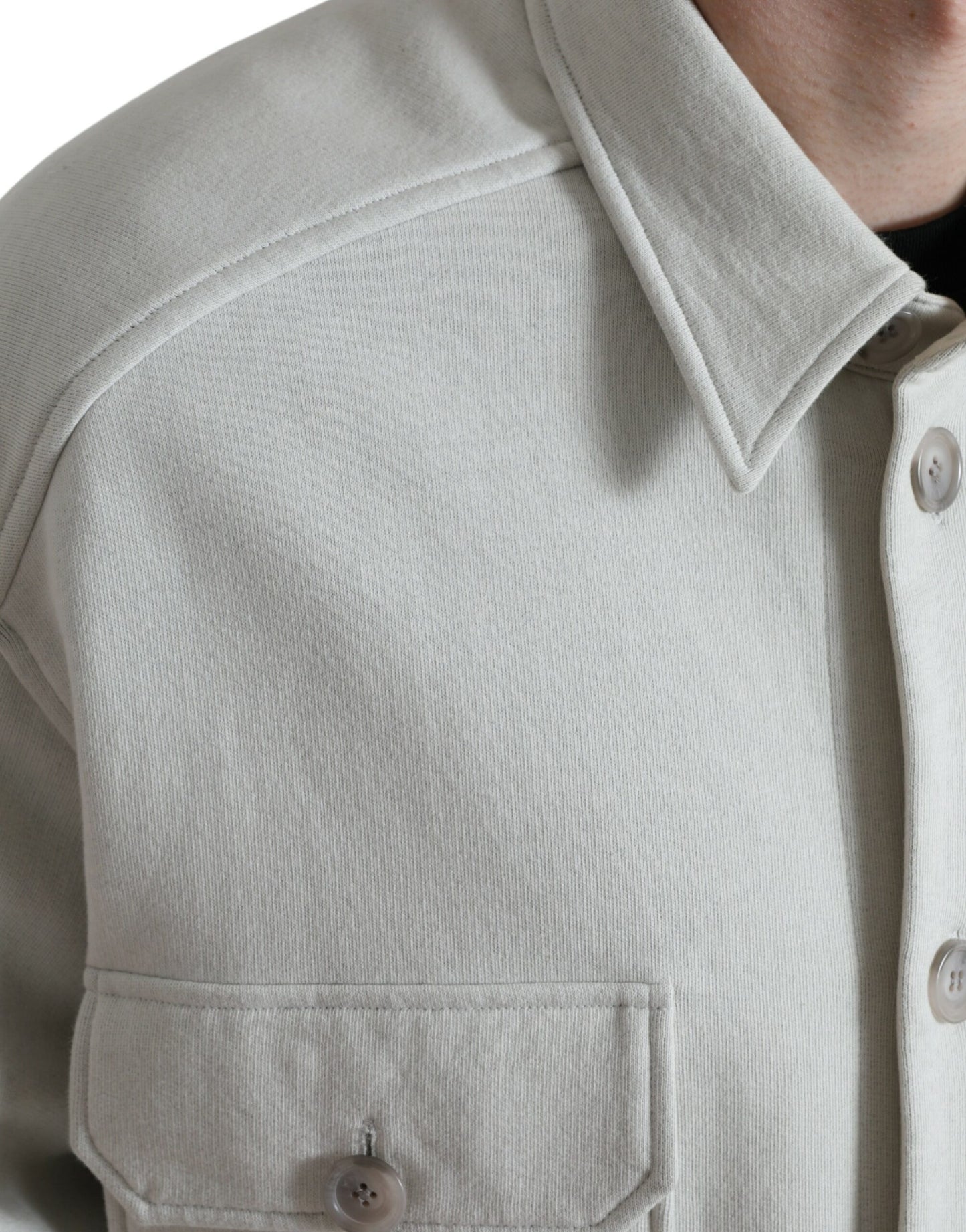 Dolce & Gabbana Grey Cotton Button Down Collared Coat Jacket Mens Jacket