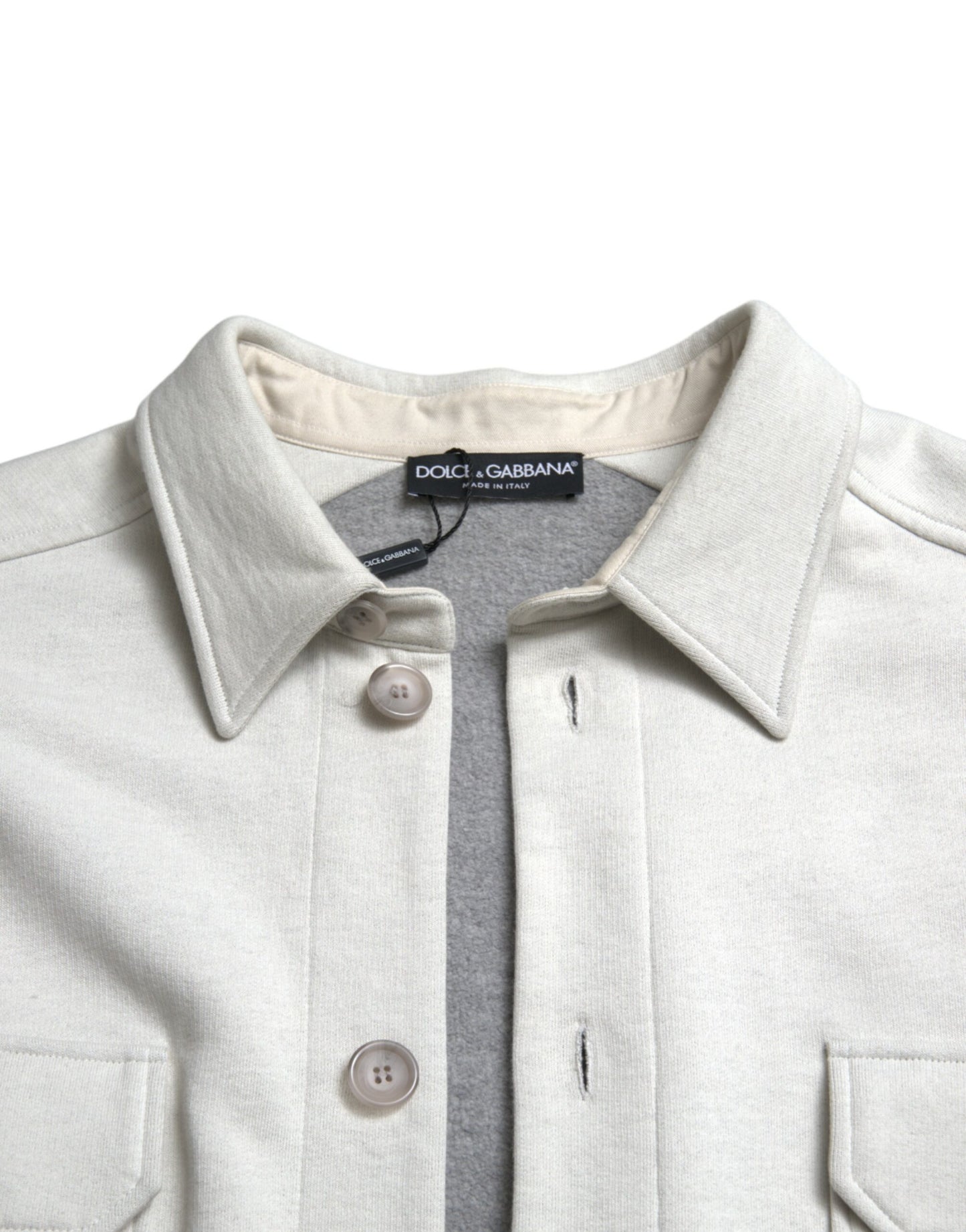 Dolce & Gabbana Grey Cotton Button Down Collared Coat Jacket Mens Jacket