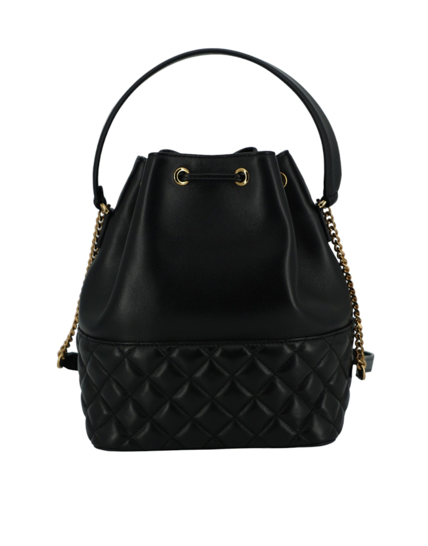 Versace Elegant Black Leather Medusa Bucket Shoulder Bag Womens Shoulder Bag