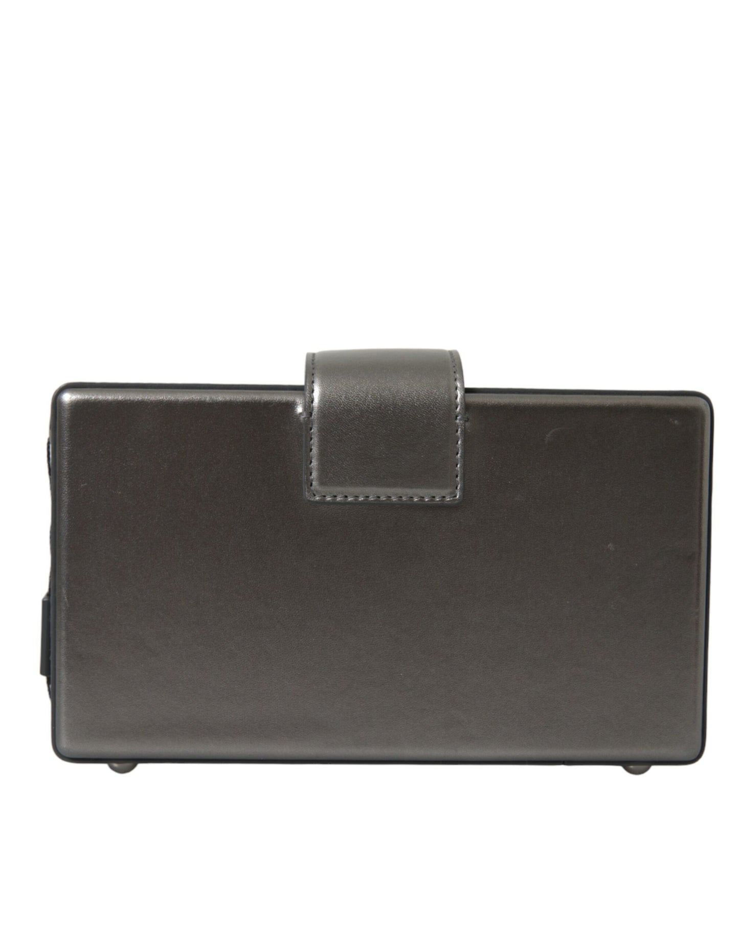 Dolce & Gabbana Metallic Gray Calfskin Leather DG BOX Shoulder Bag