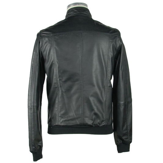 Emilio Romanelli Black Leather Jackets & Coat