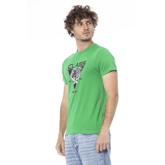 Cavalli Class Green Cotton T-Shirt