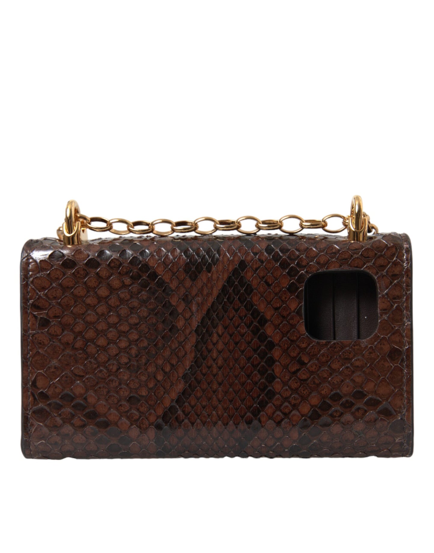 Dolce & Gabbana Brown Python Leather DG Girls Crossbody Phone Bag Womens Crossbody Bag