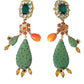Dolce & Gabbana Green Cactus Crystal Clip On Jewelry Dangling Earrings