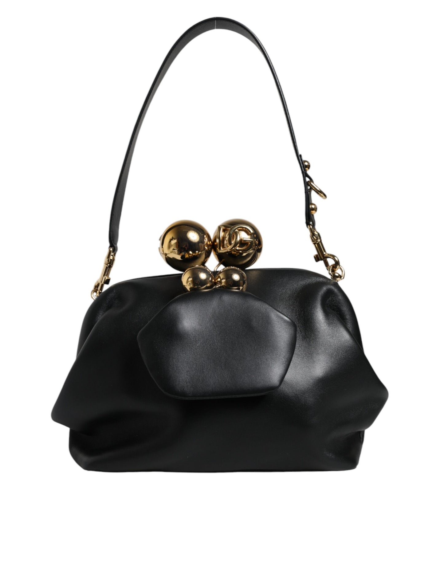 Dolce & Gabbana Black Calfskin Leather Shoulder Clutch Bag Womens Shoulder Bag