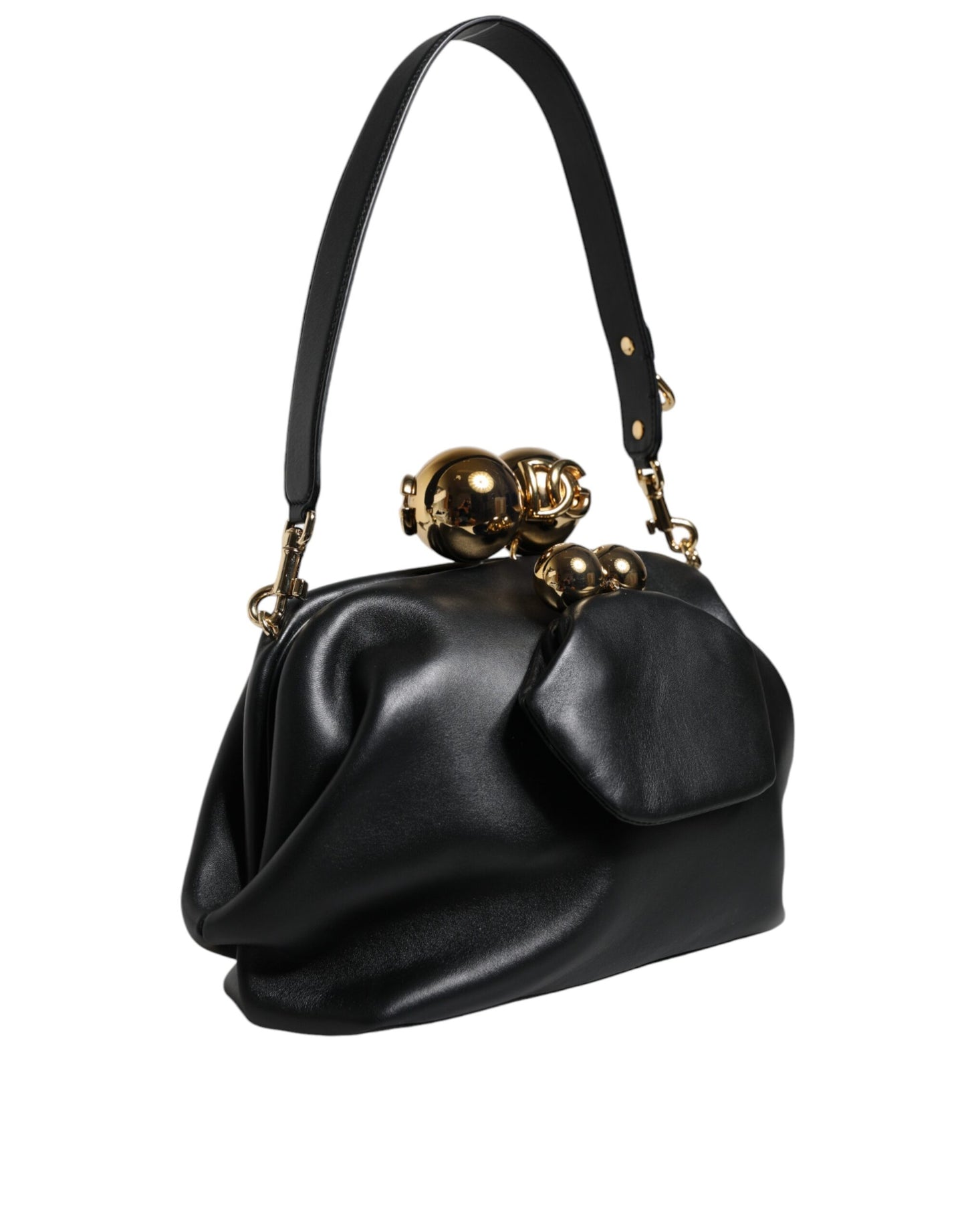 Dolce & Gabbana Black Calfskin Leather Shoulder Clutch Bag Womens Shoulder Bag