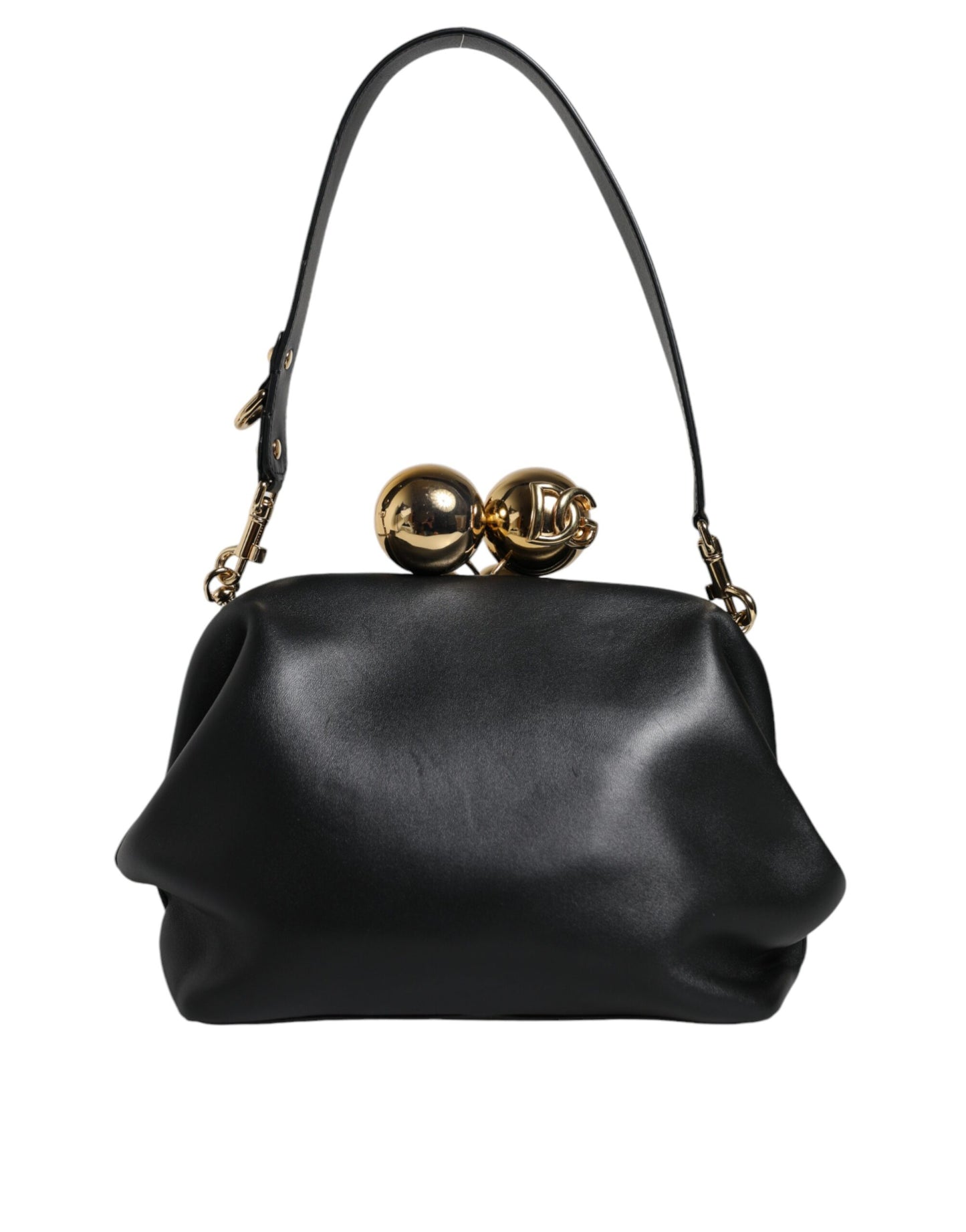Dolce & Gabbana Black Calfskin Leather Shoulder Clutch Bag Womens Shoulder Bag